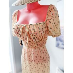 Missguided Meadowlight cottagecore golden hour milkmaid maxi dress